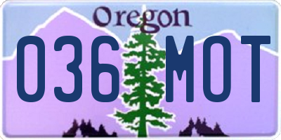 OR license plate 036MOT