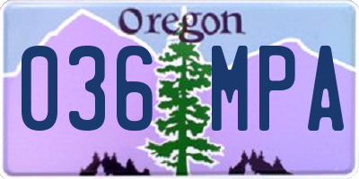 OR license plate 036MPA