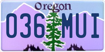 OR license plate 036MUI