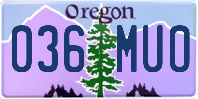 OR license plate 036MUO