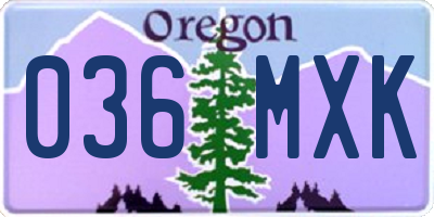 OR license plate 036MXK