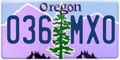 OR license plate 036MXO