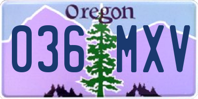 OR license plate 036MXV