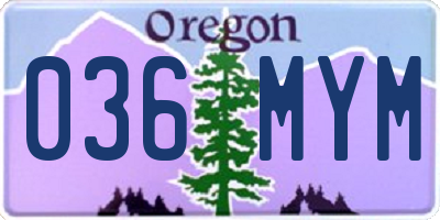 OR license plate 036MYM