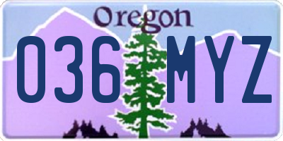OR license plate 036MYZ