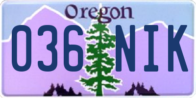OR license plate 036NIK