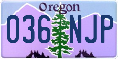 OR license plate 036NJP