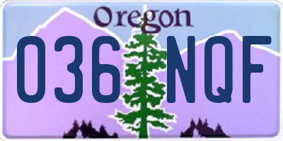 OR license plate 036NQF