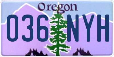 OR license plate 036NYH