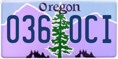 OR license plate 036OCI