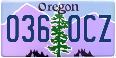 OR license plate 036OCZ