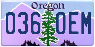 OR license plate 036OEM
