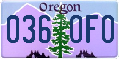 OR license plate 036OFO
