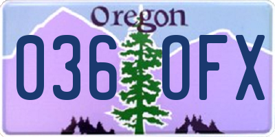 OR license plate 036OFX