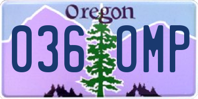 OR license plate 036OMP