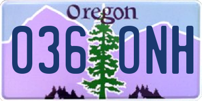 OR license plate 036ONH
