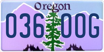 OR license plate 036OOG