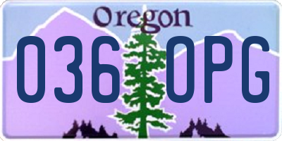 OR license plate 036OPG