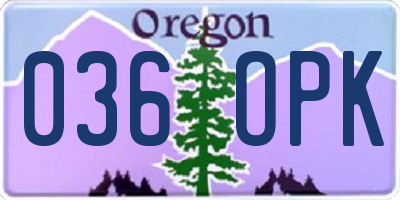 OR license plate 036OPK