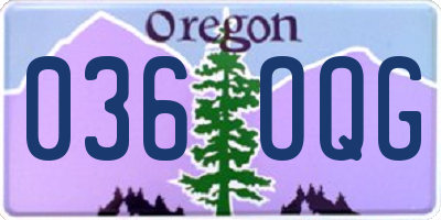 OR license plate 036OQG
