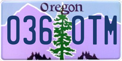 OR license plate 036OTM
