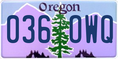 OR license plate 036OWQ