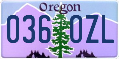 OR license plate 036OZL
