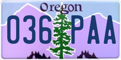 OR license plate 036PAA