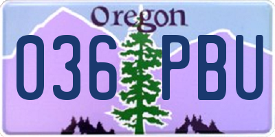 OR license plate 036PBU