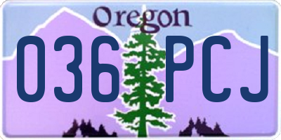 OR license plate 036PCJ