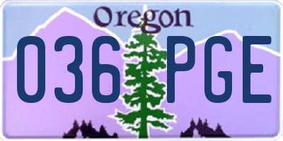 OR license plate 036PGE