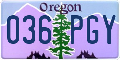 OR license plate 036PGY