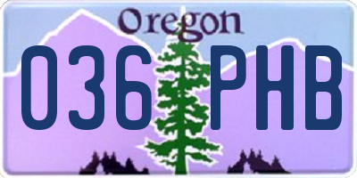 OR license plate 036PHB