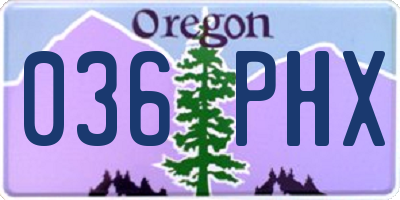 OR license plate 036PHX