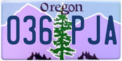 OR license plate 036PJA