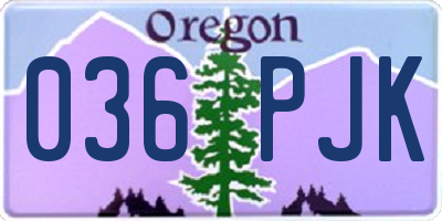 OR license plate 036PJK