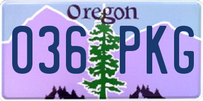 OR license plate 036PKG