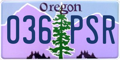 OR license plate 036PSR