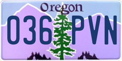 OR license plate 036PVN