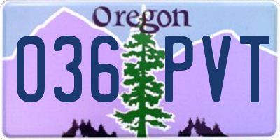 OR license plate 036PVT