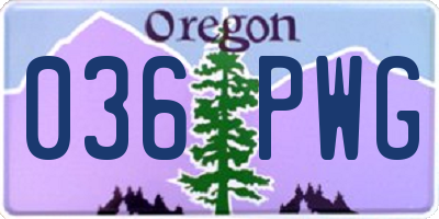 OR license plate 036PWG