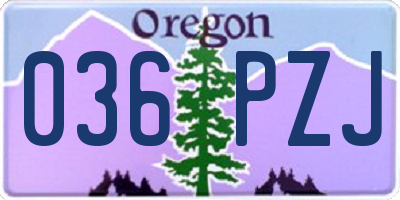 OR license plate 036PZJ