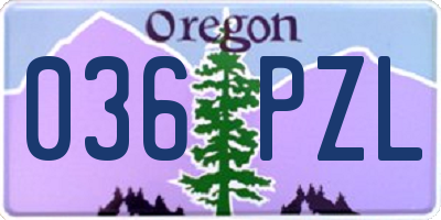 OR license plate 036PZL