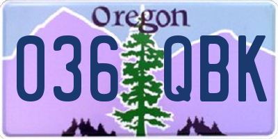 OR license plate 036QBK