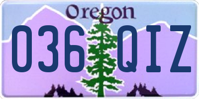 OR license plate 036QIZ