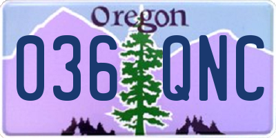 OR license plate 036QNC