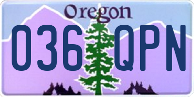OR license plate 036QPN