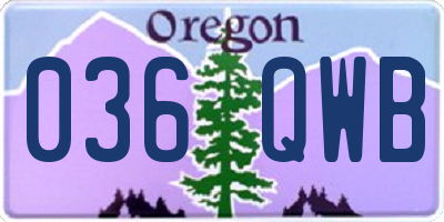 OR license plate 036QWB