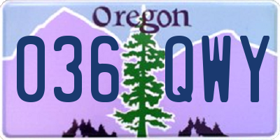 OR license plate 036QWY