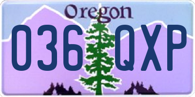OR license plate 036QXP